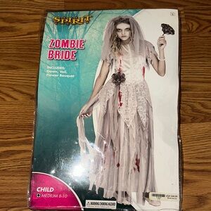 Spirit Zombie Bride Kids Costume - Gray and Red
